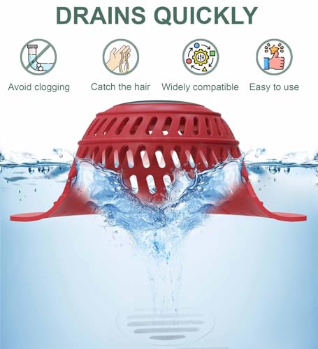 Silicone Drain Cover for Shower, Bathtub, Sink - Decorative Flower Strainer with Metal Weight & Large Holes - Stays Put, Prevents Clogs, Matches Bathroom Faucets, Flexible & Durable