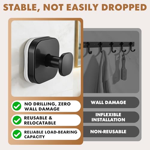 Suction Cup Hooks for Shower,Heavy-duty & No-Drill Waterproof Hook,4 black | Suction cup hooks,removable & reusable; no wall damage,fits smooth surfaces,ideal for towels,robes & loofahs - color: Black
