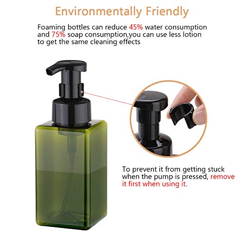 Foaming Soap Dispenser, 15oz Plastic Refillable Pump Bottle, 2 Pack, Green | Hand Dispenser for Liquid Soap, Shampoo & Body Wash – Saves Soap with Rich Foam, Reusable, Easy to Refill, BPA-Free - color: Green, size: 15 oz (2 Pack)