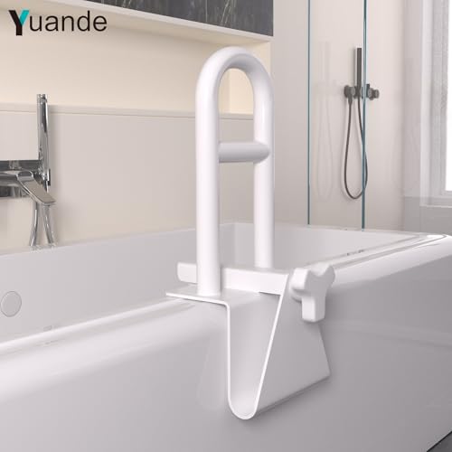 Adjustable Bathtub Safety Rail,YuanDe 17x6 Inch Stainless Steel Tub Handle | Heavy-Duty Clamp-On Bath Handle for Elderly Seniors, Disabled & Injury Recovery (300 lbs), White - size: Standard