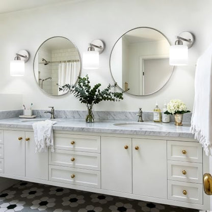 Brushed Nickel Bathroom Light, Anti-Rust Finish 2PCS Light Bathroom Vanity Light Brushed Nickel, Milky White Frosted Glass Shades, E26 Socket - color: Nickel & Milky White Glass, size: 1-light(2pack)