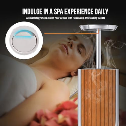 27L Large Towel Warmer Bucket Dryer – Rapid Heating with Automatic Lift Cover, Negative Ion Freshening, 4 Heat Settings & Aromatherapy – Perfect for Towels, Blankets & Bathrobes (Silver) - color: Silver (Auto Lift)