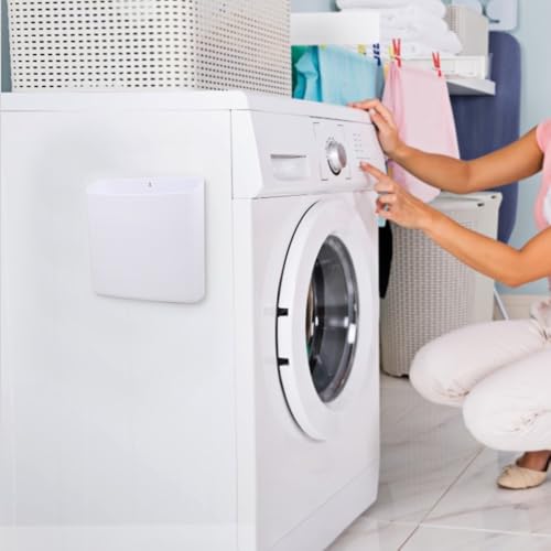 Picowe Magnetic Laundry Storage, Large Lint Holder Bin, Space-Saving Trash Container Hanging on Dryer, Washer or Wall Mount (Gray White) - size: L - White