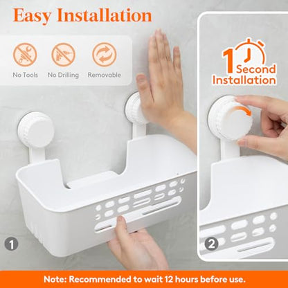 Lifewit Suction Cup Shower Caddy, 31 cm/12"(L), 1 Pack | Plastic, Removable, No-drilling Bathroom Organizers and Storage Rack, for inside Shower & Shampoo