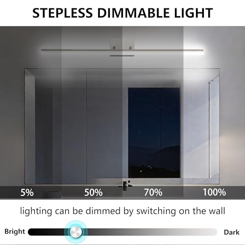 36 inch LED Modern Bathroom Vanity Lighting Fixtures Over Mirror, Brushed Nickel Adjustable Makeup Vanity Light Bar Dimmable 36W 5000K Cool White - color: Nickel-36 Inch 5000k