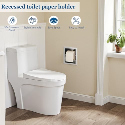 Neodrain Brushed Recessed Toilet Paper Holder,for Standard/Mega Roll | 304 Stainless Steel,Built-in Wall Toilet Paper Holder ,Stylish Mega Roll Tissue Dispenser for Bathroom, RV - color: Brushed