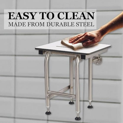 Shower Seat Resin with Legs, ADA Heavy Duty Shower Chair for Inside Shower 400lbs | 304 Stainless Steel | Shower Chair for Elderly and Disabled | Folding Shower Seat Wall Mounted | 28”x16” - size: 28" x 16" Standard