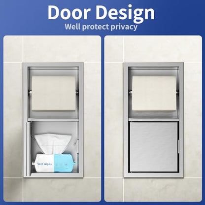 Toilet Paper Holder, Hidden Tampon Storage Holder | in Wall Toilet Roll Holder, Recessed Toilet Niche for Bathroom (Brushed) - color: Brushed