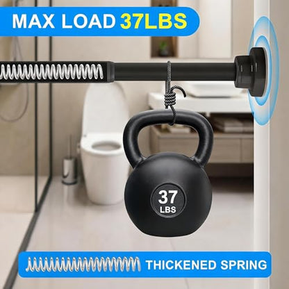 Black Shower Curtain Rod Adjustable 30-74 Inch, 7/8"Diameter 304 Stainless Steel Never Rust Non Slip Heavy Duty Tension Rod, No-Drill Spring Curtain Rod for Bathroom Kitchen - color: Black, size: 30-74 Inch