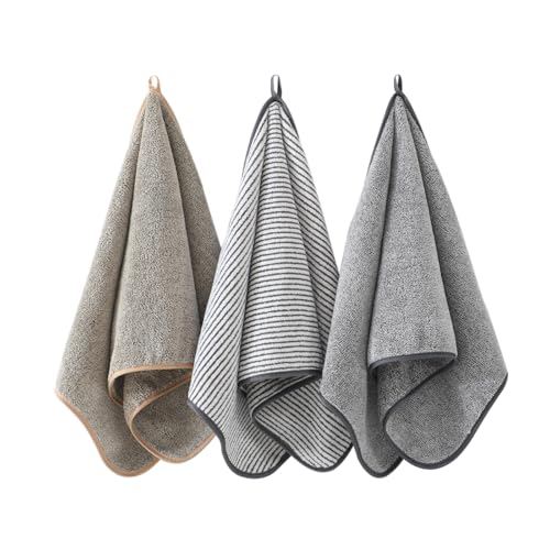 3 Pack Microfiber Hand Towels for Bathroom, Ultra Soft & Super Absorbent | Quick Dry Washcloths, 14x30 Inch Small Towel Set for Bathroom, Gym, Yoga, Kitchen, Face, Guest Room, Spa