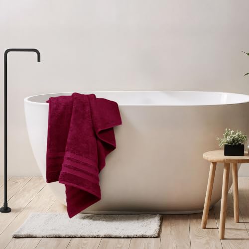 Bath Towels Set of 4 Extra Large Towels set, 30x60 In, 100% Uzbek Cotton 600 GSM, Oeko-TEX, Larger & Lighter Weight, Quicker to Dry, Super Soft and Absorbent, Perfect for Bathroom–Burgundy - color: Burgundy