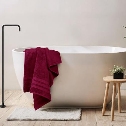 Bath Towels Set of 4 Extra Large Towels set, 30x60 In, 100% Uzbek Cotton 600 GSM, Oeko-TEX, Larger & Lighter Weight, Quicker to Dry, Super Soft and Absorbent, Perfect for Bathroom–Burgundy - color: Burgundy