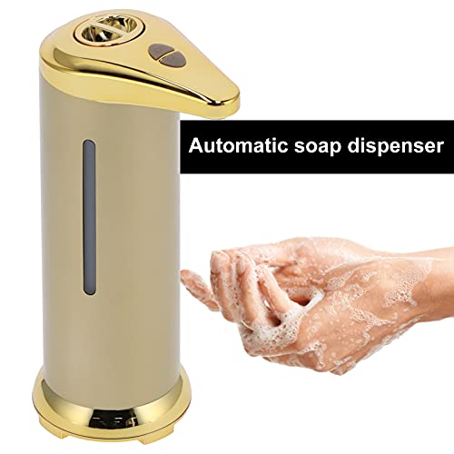 250ml Electric Soap Dispenser Touchless, Countertop Automatic Touchless Hand Soap Dispenser for Home Bathroom Kitchen School Hotel (Gold) - color: Gold