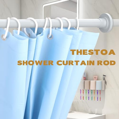Thestoa White Tension Shower Curtain Rod, 30-80 Inches with Holders | Includes adhesive holders, rustproof stainless steel, no-drilling spring tension for bathroom, closet & window - color: White, size: 30"-80"