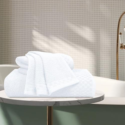 MyOwn Ultra Soft 3 Pack Cotton Towel Set, Contains a Bath Towels 28x55 inch, a Hand Towels 16x24 inch & a Wash Coths 12x12 inch, Ideal Everyday use, Compact & Lightweight - White - color: White, size: 3 Pack Set