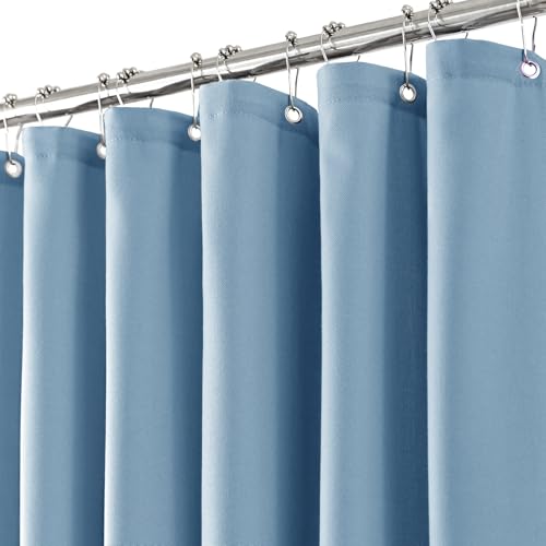 Linen Shower Curtain with 6 Hooks Modern Heavy Duty Washable Fabric Curtain Set Waterproof Thick Cloth Shower Curtains for Bathroom Bathtub Washable, W36*L70, Blue Gray - color: Blue Gray, size: 36"W x 70"L (Pack of 1)