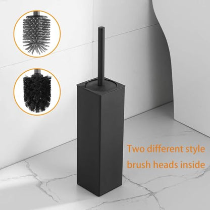 BGL Toilet Brush and Holder Set, Matte Black Freestanding for Bathroom Storage and Organization, Square Design Sturdy and Space Saving - color: Matte Black