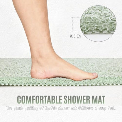 24 * 24in Shower Mat Bathtub Mat Non Slip | Bathmats Non Slip, Quick Drying Foot Scrubber Loofah Mats for Inside Shower, Tub, Bathroom, Home, Mint Green - color: Mint Green, size: 24" x 24" (Square)