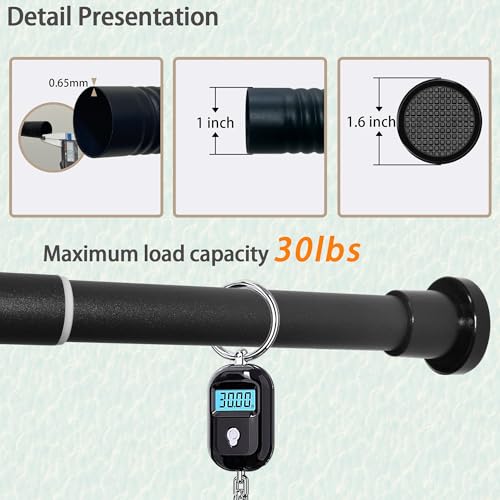 Black shower curtain rod, adjustable spring tension stainless steel telescopic rod, 31.5 to 80 inches, 1-inch diameter, easy to install,No Drill，No Rust (31.5-42.5 inch) - size: 31.5-42.5 inch
