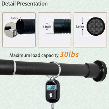 Black shower curtain rod, adjustable spring tension stainless steel telescopic rod, 31.5 to 80 inches, 1-inch diameter, easy to install,No Drill，No Rust (31.5-42.5 inch) - size: 31.5-42.5 inch