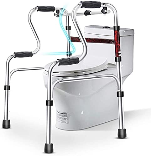 Rollator Grab Bars for Bathroom, Folding Toilet Safety Surround Frame, Elderly Adjustable Aluminum Alloy Bathroom Anti-Slip Rail Handrai