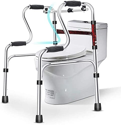 Rollator Grab Bars for Bathroom, Folding Toilet Safety Surround Frame, Elderly Adjustable Aluminum Alloy Bathroom Anti-Slip Rail Handrai