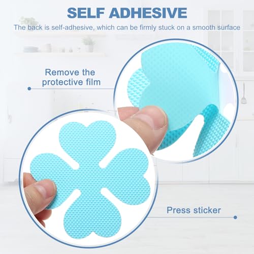PATIKIL 12 Pcs Non Slip Bathtub Stickers, Anti Slip Shower Stickers with Scraper Bathroom Shower Floor Decals Four Leaf Shape Cute Treads Tubs, Blue - color: Blue