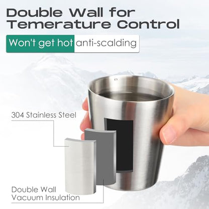 Mimorou 8 Pack Stainless Steel Insulated Cup 8.8 oz Metal Tumbler Double Wall Vacuum Water Glasses Camping Reusable Mugs BBQ Home Office Party Coffee(Silver) - color: Silver, size: 8.8 oz