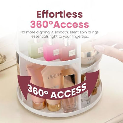 Masirs 360 Rotating Makeup Organizer Countertop, Adjustable Shelf, White | 360-Degree Rotating Makeup Organizer, Adjustable Shelf Height, Cosmetic Perfume Skincare Storage, Vanity Countertop, White - color: White