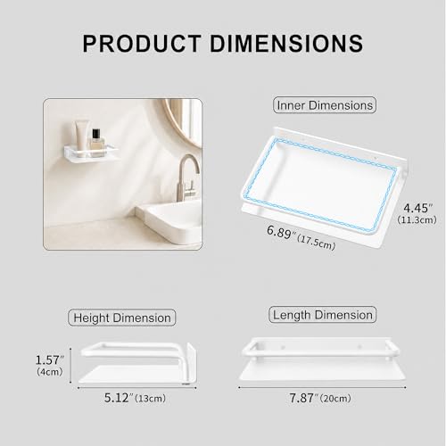 RFOUO 8 Inch Small Metal Wall Shelf with Guard Rail,White,1 Pack | Small Bathroom Shelf, Wall Mounted, Aluminum Floating Shelf, For Toothbrush Perfume Spice,Bathroom Bedroom Kitchen - color: White, size: 8Inch