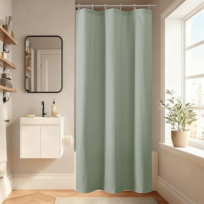 Aiyufeng Waterproof Fabric Shower Curtains for Bathroom，Dot Like Embossed Textured Soft Polyester Cloth Stall Shower Curtain，Hotel Luxury Quality Machine Washable，36Wx72L，Sage Green - color: Sage Green, size: 36"W x 72"L (Pack of 1)