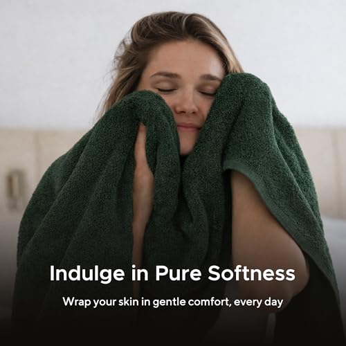 Luxury Hotel & Spa, Turkish Cotton Dark Green Towels Bathroom Sets | 6 Pieces Dark Green Bath Towels Soft and Absorbent Green Towel Set for Your Bathroom - color: Dark Green