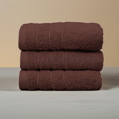 6 Piece Hand Towels Set 16 x 28 Inches, Brown | 100% Cotton, Lighter Weight, Quick to Dry, 16 x 28 Inches, Super Soft & Absorbent, Perfect for Bathroom & Kitchen - color: Brown