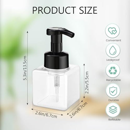 8.5 oz Foaming Soap Dispenser Plastic Foaming Pump Bottle, Refillable Dispenser with Plastic Pump, Empty Hand Bottles for Liquid Soap, Shampoo, Bathroom,Hotel,Restaurant (15, Transparent) - color: Transparent, size: 15