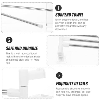 Rotatable Stainless Steel Towel Rack Wall Mount Holder Space-Saving Storage Shelf for Bathroom with Stylish Design