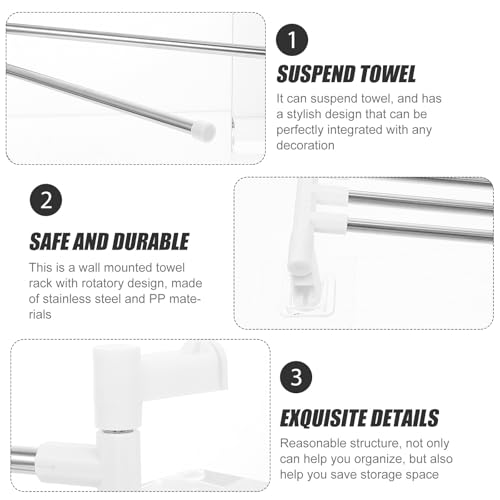 Kisangel Stainless Steel Rotating Bathroom Towel Rack Wall Mounted Holder Space-Saving Scratch-Resistant Storage Shelf Easy No-Drill Installation for Towels and Rags