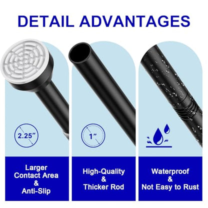 TEECK Shower Curtain Rod, 32-79 inch Adjustable Tension Spring, Shower Curtain Rod Tension, Anti-Slip, No Drilling, No Rust, for Bathroom, Matte Black - color: Matte Black, size: 32-79 Inches