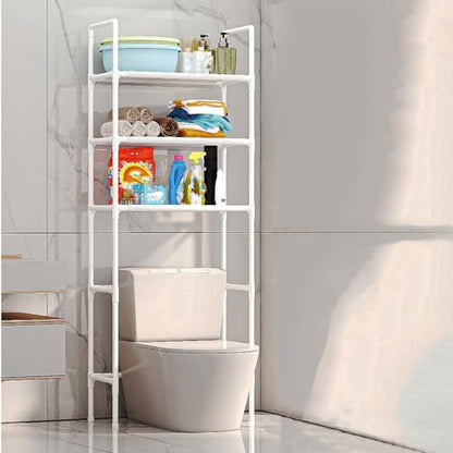 3-Tier Over The Toilet Storage, Space Saver Stainless Steel Bathroom Shelves, Freestanding Above Over Toilet Storage Shelf for Bathroom - color: White