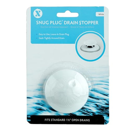 SlipX Solutions Snug Plug Bath Tub Drain Stopper Fits 1.5" Open Drains | Seals Tightly Around Drain, Great For Bathtubs, Easy Push Open/Close Design