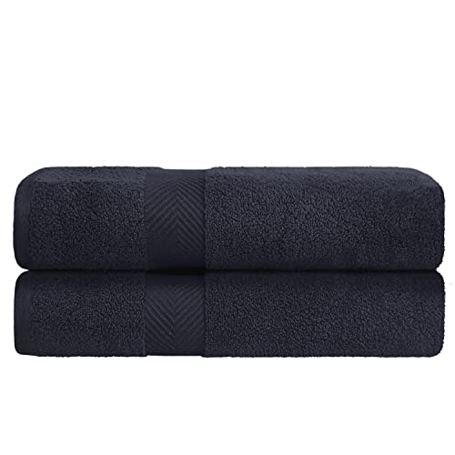 Zero-Twist Towel Collection, Luxurious Cotton Oversized Bath Sheet Towel, 34" x 68", 2-Pieces, Absorbent and Fast-Drying, Solid, Black - color: Black, size: Bath Sheet 2-Pack