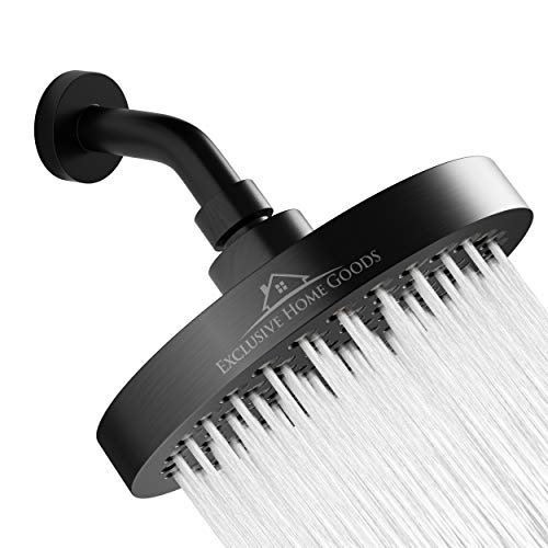 Luxury Rainfall Shower Head - High-Pressure showerhead Jets, rain shower head Ant-Clog Silicone Nozzles (1.8 GPM, Matte Black) - color: Matte Black, size: California 1.8 GPM, 6 Inch Diameter