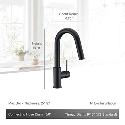 AS59MBS Matte Black Bar Faucet or Prep Kitchen Sink Faucet with Pull Down Sprayer and Single Handle - color: Matte Black, style: Classic