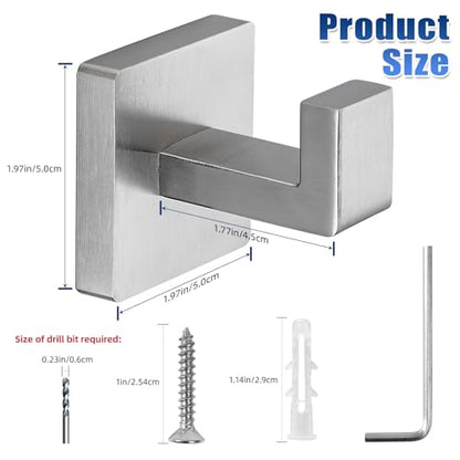Brushed Nickel Towel Hooks for Bathrooms, Heavy Duty 33 Lbs Wall Mounted Stainless Steel Modern Hook, 4 Pack – Ideal for Hanging Towels, Robes, Coats, in Kitchen, Bedroom, Bathroom, or Hotel - color: Brushed Nickel