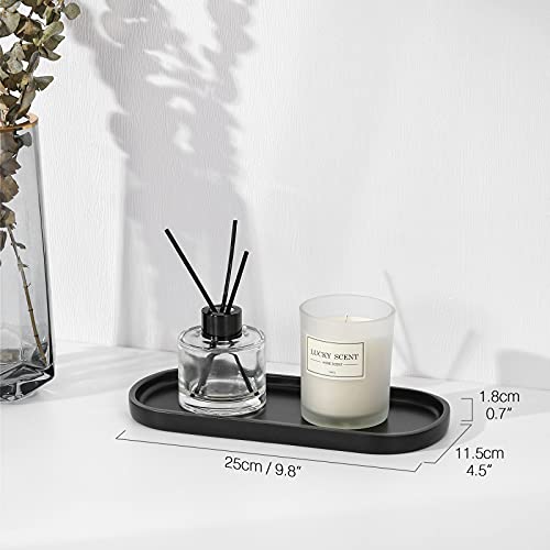 Luxspire 10" Oval Bathroom Tray for Countertop Organizer, Matte Black | S, non-slip waterproof resin, easy wipe clean, fits bath kitchen vanity, holds jewelry toiletries soap - color: Matte Black, style: Small