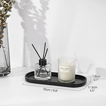 Luxspire 10" Oval Bathroom Tray for Countertop Organizer, Matte Black | S, non-slip waterproof resin, easy wipe clean, fits bath kitchen vanity, holds jewelry toiletries soap - color: Matte Black, style: Small