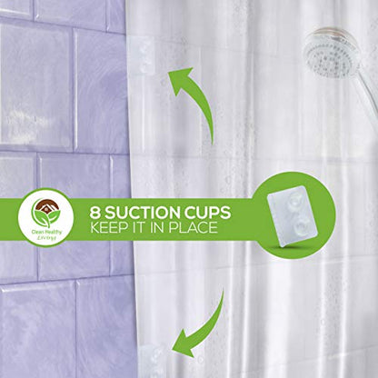 PEVA Shower Curtain Liner, Frost, 96 x 71 in, Premium | Premium PEVA shower liner, Frost, 96 x 71 in; magnets and suction cups help reduce shifting along the tub or shower. - color: Frost