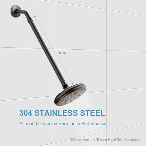 OFFO Shower Head Extension Arm 16 in, Oil Rubbed Bronze Shower Arm Extension Shower Head Extender Made of 305 Stainless Steel Shower Pipe Extension - color: Oil Rubbed Bronze, style: 16 in