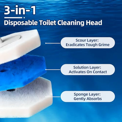 60 Count Toilet Cleaner Refill Pads Compatible with Clorox ToiletWand, High-Density Disposable Toilet Brush Refills for Powerful Scrubbing