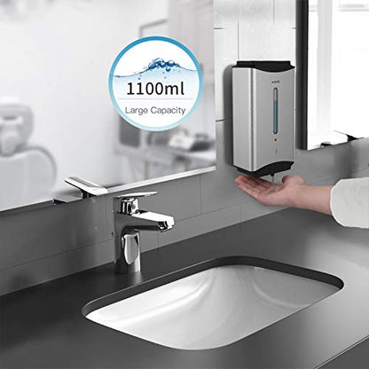 AIKE Heavy Duty Automatic Soap Dispenser,37oz for Bathroom,Brushed Steel | 5-Level and Savety Key for Commercial(4*AA Batteries Not Included),Screw Wall Mount for Space-Saving,Stainless Steel AK1206 - color: Brushed Stainless Steel