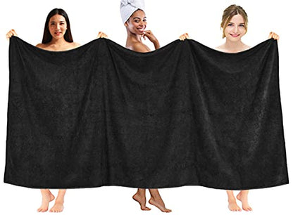 DAN RIVER Pack of 1 Oversized Bath Sheet, 40 x 80 Inches, Black | 100% Cotton Jumbo Bath Towel with Extra Large Coverage, Lightweight Feel, Super Soft & Quick Dry - color: Black, size: 40x80" Oversized Bath Sheet